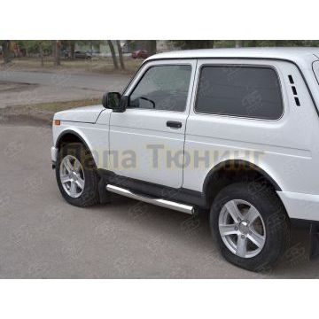 Пороги труба с накладками d76 вариант 2 РусСталь для ВАЗ 4x4 Urban 2015-