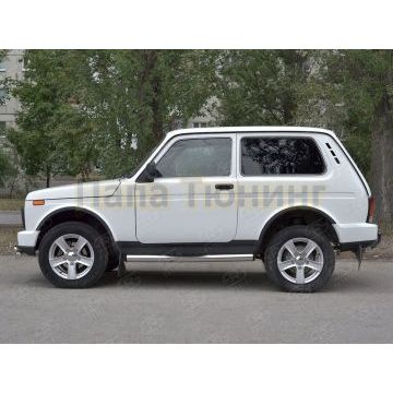 Пороги труба с накладками d76 вариант 2 РусСталь для ВАЗ 4x4 Urban 2015-