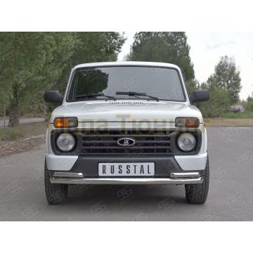 Защита передняя двойная с уголками d57-d42 РусСталь для ВАЗ 4x4 Urban 2015-