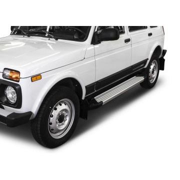 Пороги алюминиевые Rival Silver New для Нива ВАЗ 2131/Urban 5D 1993-