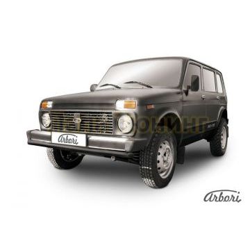 Защита переднего бампера чёрная сталь 57 мм Slitkoff для Нива ВАЗ 2131 1993- Защита переднего бампера чёрная сталь 57 мм Slitkoff для Нива ВАЗ 2131 1993-