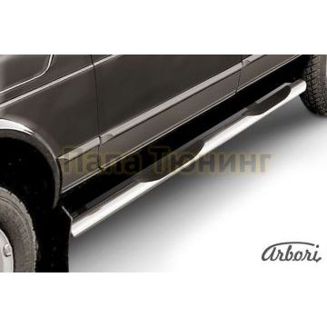 Пороги труба с накладками 76 мм Slitkoff для Нива ВАЗ 2131 1993- Пороги труба с накладками 76 мм Slitkoff для Нива ВАЗ 2131 1993-