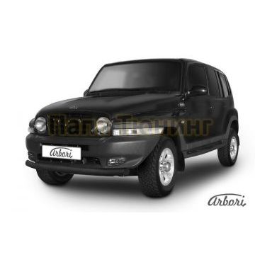 Защита переднего бампера чёрная сталь 76 мм на 5 дверей Slitkoff для Тагаз Tager 2008-2014