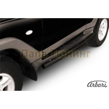 Защита штатных порогов чёрная сталь труба 57 мм Slitkoff для Тагаз Tager 2008-2014 Защита штатных порогов чёрная сталь труба 57 мм Slitkoff для Тагаз Tager 2008-2014