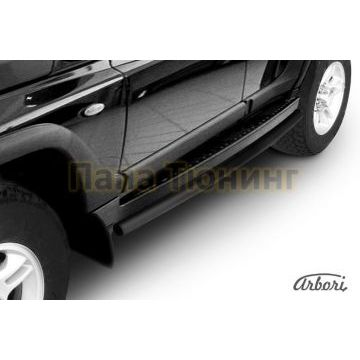 Защита штатных порогов чёрная сталь труба 57 мм на 5 дверей Slitkoff для Тагаз Tager 2008-2014 Защита штатных порогов чёрная сталь труба 57 мм на 5 дверей Slitkoff для Тагаз Tager 2008-2014