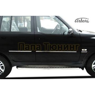 Пороги с площадкой алюминиевый лист 42 мм Slitkoff для Тагаз Road Partner 2008-2011 Пороги с площадкой алюминиевый лист 42 мм Slitkoff для Тагаз Road Partner 2008-2011