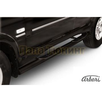 Пороги чёрная сталь труба с накладками 76 мм Slitkoff для Тагаз Road Partner 2008-2011 Пороги чёрная сталь труба с накладками 76 мм Slitkoff для Тагаз Road Partner 2008-2011