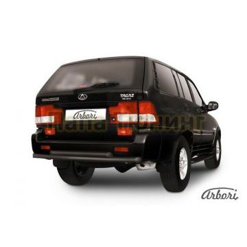 Защита заднего бампера чёрная сталь двойная 57-57 мм Slitkoff для Тагаз Road Partner 2008-2011 Защита заднего бампера чёрная сталь двойная 57-57 мм Slitkoff для Тагаз Road Partner 2008-2011