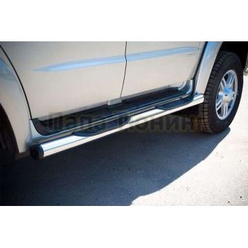 Пороги труба d76 с накладками вариант 2 РусСталь для УАЗ Патриот 3163 2005-2014