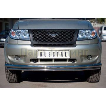 Защита передняя двойная d57-d42 РусСталь для УАЗ Патриот 3163 2005-2014