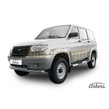 Защита передняя двойная 57-57 мм Slitkoff для УАЗ 3163 Патриот 2005-2014 Защита передняя двойная 57-57 мм Slitkoff для УАЗ 3163 Патриот 2005-2014