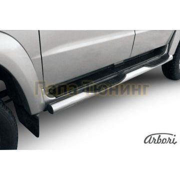 Пороги труба с накладками 76 мм Slitkoff для УАЗ Patriot 2005-2014 Пороги труба с накладками 76 мм Slitkoff для УАЗ Patriot 2005-2014