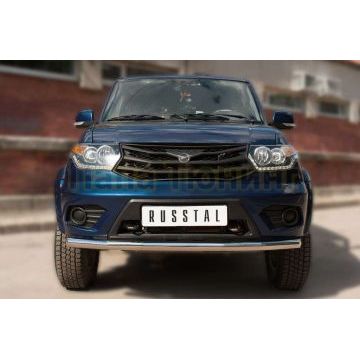 Защита переднего бампера d57 секции РусСталь для УАЗ Патриот 2015-