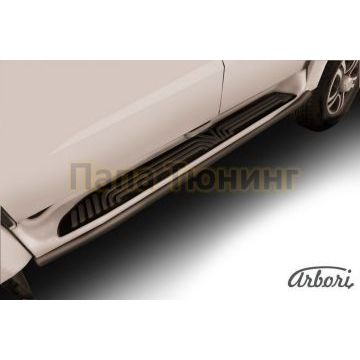 Защита штатных порогов чёрная сталь труба 42 мм Slitkoff для УАЗ 3163 Патриот 2015- Защита штатных порогов чёрная сталь труба 42 мм Slitkoff для УАЗ 3163 Патриот 2015-