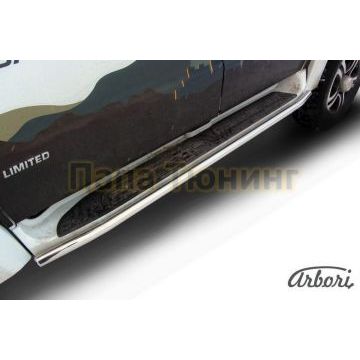 Защита штатных порогов труба 42 мм Slitkoff для УАЗ 3163 Патриот 2015- Защита штатных порогов труба 42 мм Slitkoff для УАЗ 3163 Патриот 2015-