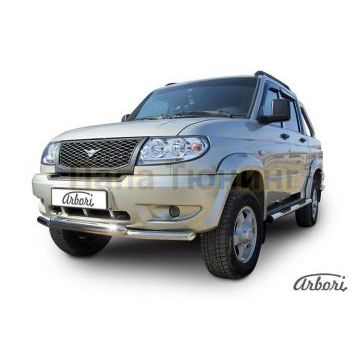 Защита передняя двойная 57-57 мм Slitkoff для УАЗ Патриот Пикап 2008-2014 Защита передняя двойная 57-57 мм Slitkoff для УАЗ Патриот Пикап 2008-2014