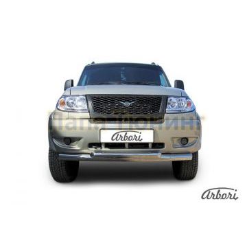 Защита передняя двойная 76-57 мм Slitkoff для УАЗ Патриот Пикап 2008-2014 Защита передняя двойная 76-57 мм Slitkoff для УАЗ Патриот Пикап 2008-2014