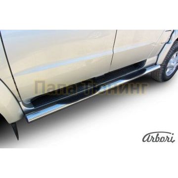 Пороги труба с накладками 76 мм Slitkoff для УАЗ Патриот Пикап 2008-2014 Пороги труба с накладками 76 мм Slitkoff для УАЗ Патриот Пикап 2008-2014