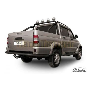 Защита заднего бампера чёрная сталь 76 мм Slitkoff для УАЗ Патриот Пикап 2008-2014 Защита заднего бампера чёрная сталь 76 мм Slitkoff для УАЗ Патриот Пикап 2008-2014