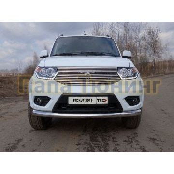 Защита переднего бампера 76 мм ТСС для УАЗ Патриот Пикап 2015- Защита переднего бампера 76 мм ТСС для УАЗ Патриот Пикап 2015-