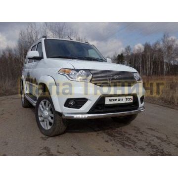 Защита переднего бампера с ДХО 76 мм ТСС для УАЗ Патриот Пикап 2015- Защита переднего бампера с ДХО 76 мм ТСС для УАЗ Патриот Пикап 2015-