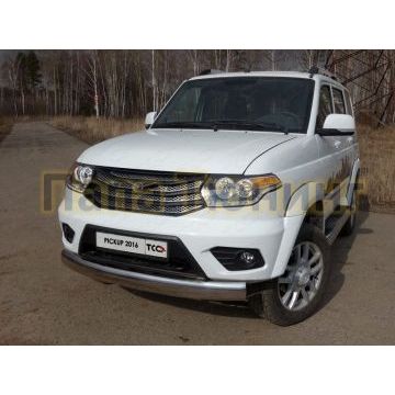 Защита передняя овальная 120х60 мм ТСС для УАЗ Патриот Пикап 2015- Защита передняя овальная 120х60 мм ТСС для УАЗ Патриот Пикап 2015-