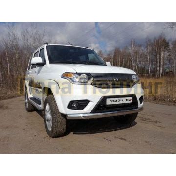 Защита передняя овальная 75х42 мм ТСС для УАЗ Патриот Пикап 2015- Защита передняя овальная 75х42 мм ТСС для УАЗ Патриот Пикап 2015-