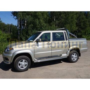 Защита штатных порогов 60 мм ТСС для УАЗ Патриот Пикап 2015-