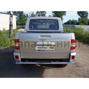 Защита заднего бампера овальная 120х60 мм с накладкой ТСС для УАЗ Патриот Пикап 2015- Защита заднего бампера овальная 120х60 мм с накладкой ТСС для УАЗ Патриот Пикап 2015-