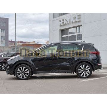 Пороги с площадкой алюминиевый лист d42 вариант 2 РусСталь для Kia Sportage 2016-2018