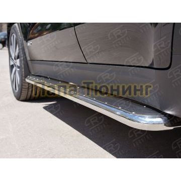 Пороги с площадкой нержавеющий лист 42 мм РусСталь для Kia Sportage 2016-2018