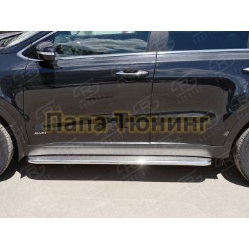 Пороги с площадкой нержавеющий лист 42 мм РусСталь для Kia Sportage 2016-2018