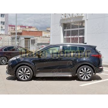Пороги с площадкой нержавеющий лист 42 мм РусСталь для Kia Sportage 2016-2018