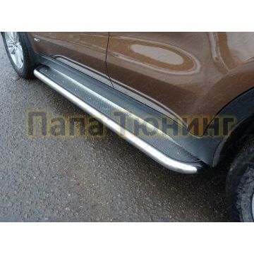 Пороги с площадкой нержавеющий лист 60 мм ТСС для Kia Sportage 2016-2018