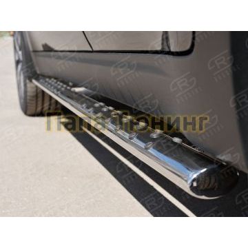 Пороги труба овальная с проступью 75х42мм РусСталь для Kia Sportage 2016-2018