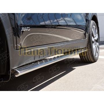 Пороги труба овальная с проступью 75х42мм РусСталь для Kia Sportage 2016-2018