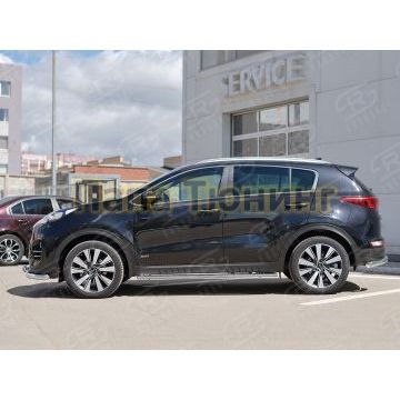 Пороги труба овальная с проступью 75х42мм РусСталь для Kia Sportage 2016-2018
