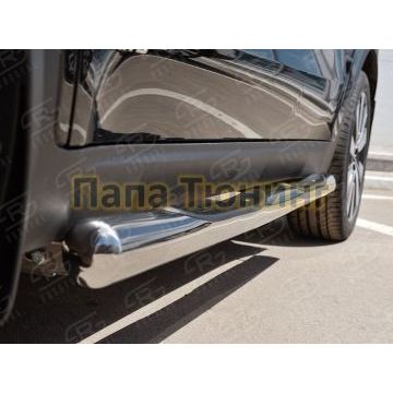 Пороги труба с накладками d76 вариант 3 РусСталь для Kia Sportage 2016-2018