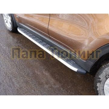 Пороги алюминиевые ТСС с накладкой для Kia Sportage 2016-2018 Пороги алюминиевые ТСС с накладкой для Kia Sportage 2016-2018