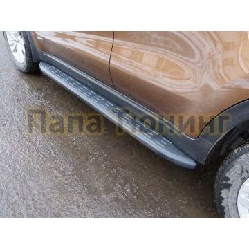Пороги алюминиевые ТСС с накладкой чёрные для Kia Sportage 2016-2018 Пороги алюминиевые ТСС с накладкой чёрные для Kia Sportage 2016-2018