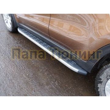 Пороги алюминиевые ТСС с накладкой серые для Kia Sportage 2016-2018 Пороги алюминиевые ТСС с накладкой серые для Kia Sportage 2016-2018