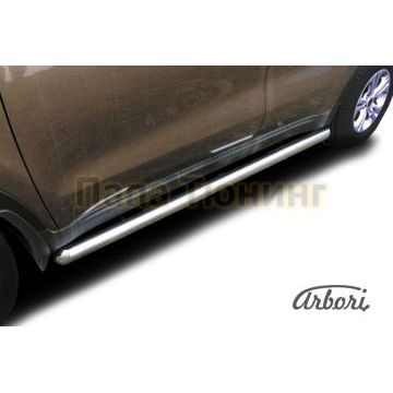 Защита штатных порогов труба 57 мм Slitkoff для Kia Sportage 2016-2021