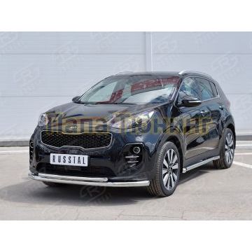 Защита передняя двойная d57-d42 РусСталь для Kia Sportage 2016-2021