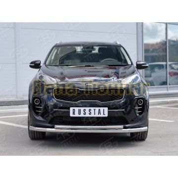 Защита передняя двойная d57-d42 РусСталь для Kia Sportage 2016-2021