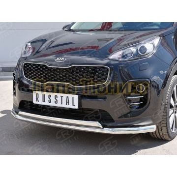 Защита передняя двойная 63-75х42 мм РусСталь для Kia Sportage 2016-2021