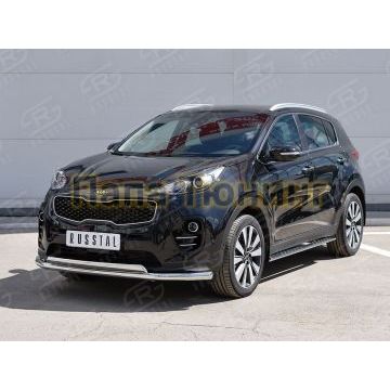 Защита передняя двойная 63-75х42 мм РусСталь для Kia Sportage 2016-2021