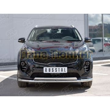 Защита передняя двойная 63-75х42 мм РусСталь для Kia Sportage 2016-2021