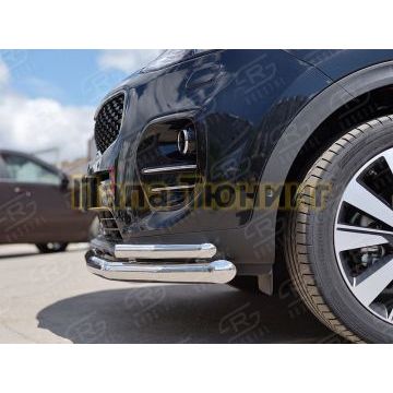 Защита передняя двойная с уголками d57-d42 РусСталь для Kia Sportage 2016-2021