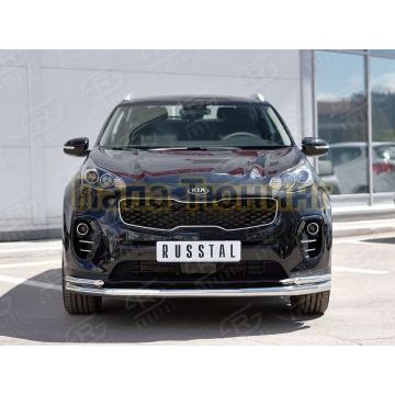 Защита передняя двойная с уголками d57-d42 РусСталь для Kia Sportage 2016-2021