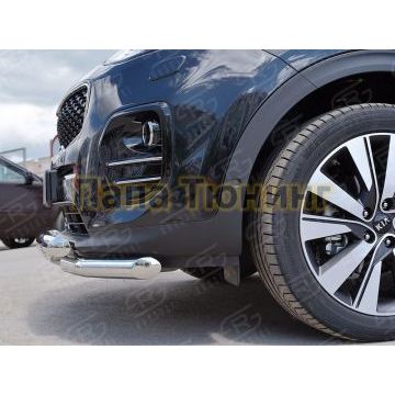 Защита передняя двойная с уголками и клыками d57-d57 РусСталь для Kia Sportage 2016-2021